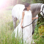 Young Woman With White Horse
